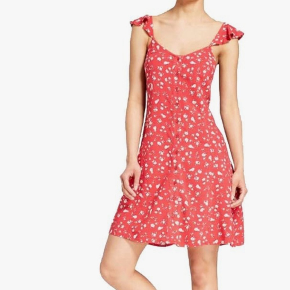 NWOT Love Fire Ruffle Flutter Sleeve Button Down Floral Sundress